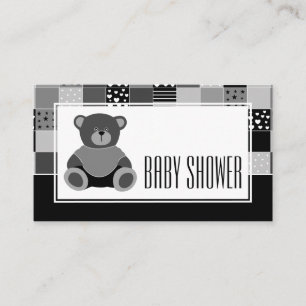 Ours Gris Patchwork, Baby shower Invitation Billet