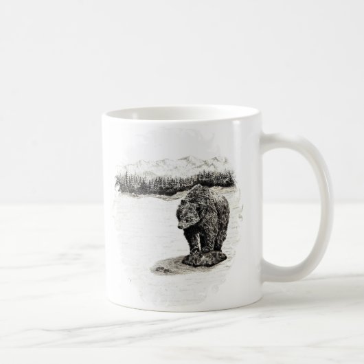 Ours gris sur la tasse de roche (Droite)