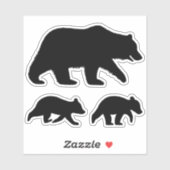 Ours Grizzli avec Cubs Silhouettes Stickers Vinyle (Feuille)