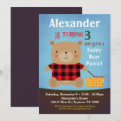 Ours Invitation Anniversaire Teddy Ours Pique-niqu (Devant / Derrière)