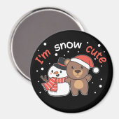 Ours Je suis Snow mignon Snowman Pun Magnet (Recto/Verso)