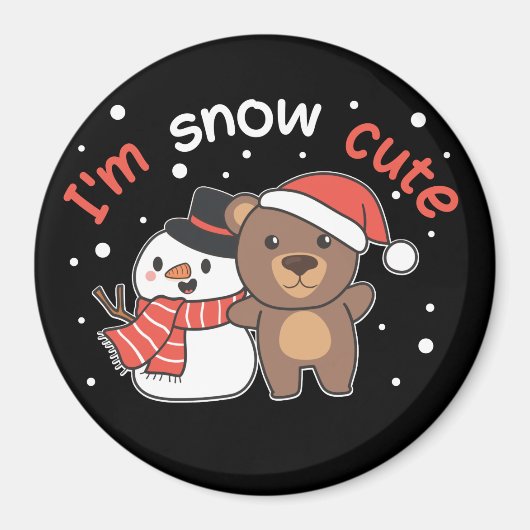 Ours Je suis Snow mignon Snowman Pun Magnet (Devant)