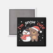 Ours Je suis Snow mignon Snowman Pun Magnet (Recto/Verso)