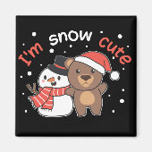 Ours Je suis Snow mignon Snowman Pun Magnet (Devant)