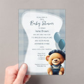 Ours Jean Baby shower Blue Acrylique Invitation (In situ (ordinateur de poche))