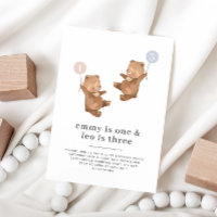 Ours Joint 1er et 3e anniversaire Invitation