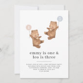 Ours Joint 1er et 3e anniversaire Invitation (Devant)