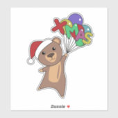 Ours Joyeux Noël Animaux d'hiver Ours Sticker (Feuille)