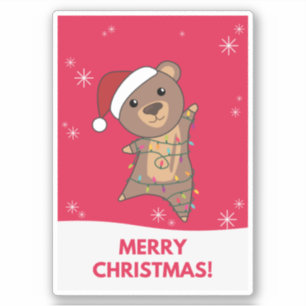 Ours Joyeux Noël Animaux d'hiver Ours Sticker