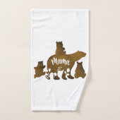 Ours Mama Avec 3 Bébés Ours Cubs Après Maman (Serviette à main)