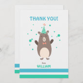 Ours mignon avec ballons Anniversaire Merci (Devant / Derrière)