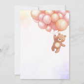 Ours mignon avec ballons Baby shower Invitation (Dos)