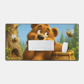 Ours mignon avec baril de miel et abeilles joyeuse (Clavier et souris)