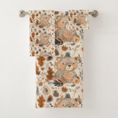 Ours mignon d'automne et motif de feuillage forest (En situation)