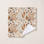 Ours mignon d'automne et motif de feuillage forest (Gant de toilette)