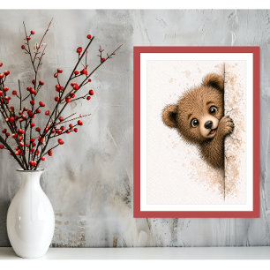 Ours Mignon qui Regarde Décoration Murale Impressi