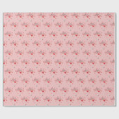 Ours mignon sur le papier cadeau rose bébé (Plat)