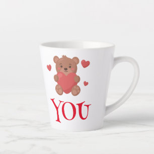 Ours mignon tenant coeur Valentine Latte Mug