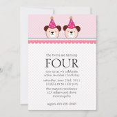 Ours mignons - le rose jumelle des invitations (Devant)