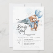 Ours moderne Teddy Baby boy Shower Invitation (Devant)