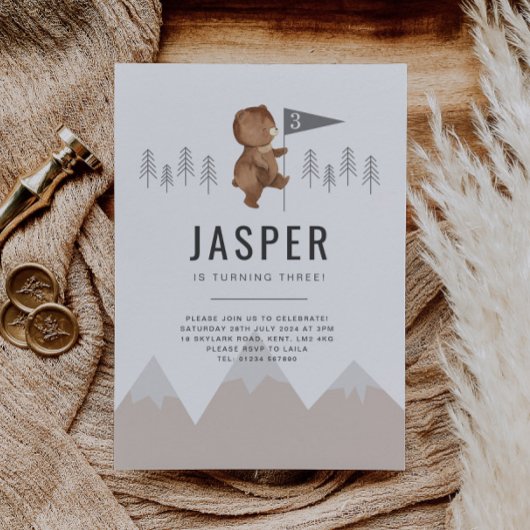 Ours Montagnes Troisième Invitation Anniversaire