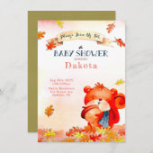 Ours mou Automne Automne Bébé Douche Invitations (Devant / Derrière)
