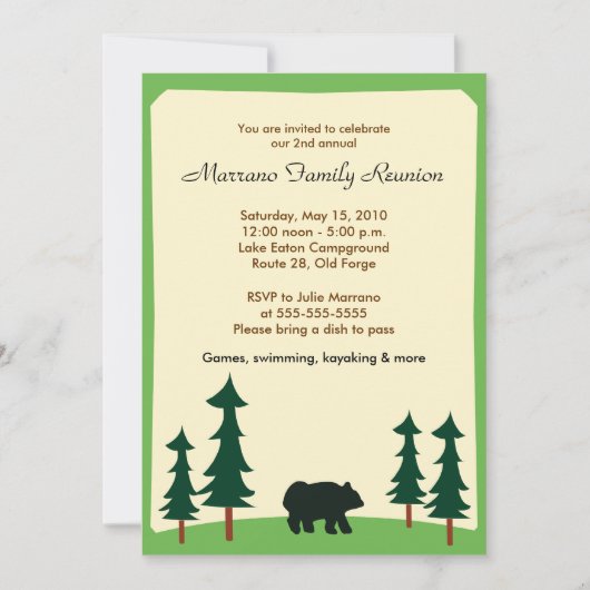OURS NOIR Adirondack Lodge 5x7 Fête Invitation (Devant)