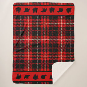 Ours noir cabine rouge Plaid
