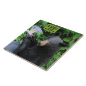 Ours noir - "En ma défense..." Carreau céramique (Côté)