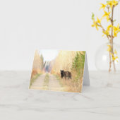 Ours noir en mouvement - Carte blanche (Fleur jaune)