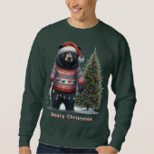 Ours noir en pull de Noël Sweatshirt de vacances (Devant)