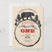 Ours noir et bûcheron Invitation d'anniversaire (Devant)
