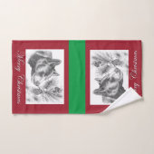 Ours noir joyeux Noël (Serviette à main)