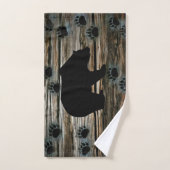 Ours noir Pâtes d'ours noir Bois rustique (Serviette à main)