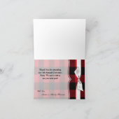 Ours noir plissé rouge Carte de remerciements (Intérieur)