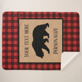 Ours Noir Sur Un Plaid Rouge Et Noir Personnalisé (Devant (Horizontal))