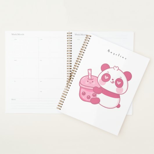 Ours Panda Rose Cute Kawaii Avec Boisson (Devant avec enveloppe)