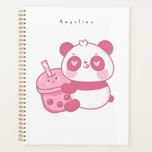 Ours Panda Rose Cute Kawaii Avec Boisson