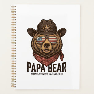 Ours Papa Cowboy Ours Patriote Vintage Vecteur Dés