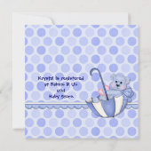 Ours Parapluie bleu - Invitation (Dos)