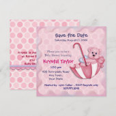 Ours parapluie rose - Invitation (Devant / Derrière)