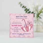 Ours parapluie rose - Invitation (Debout devant)
