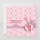 Ours parapluie rose - Invitation (Dos)