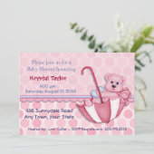 Ours Parapluie rose - Invitation (Debout devant)