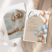 Ours Pastel Premier anniversaire Invitation avec p