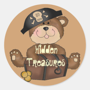 Ours pirate avec Stickers trésor poitrine amusant
