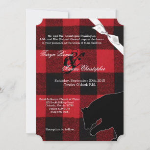 Ours Plaid de Buffle Rouge 5x7 Faire-part de maria