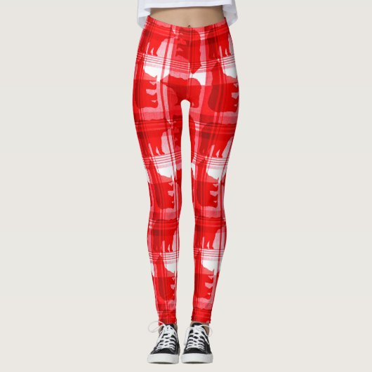 Ours plaid rouge leggings motifs (Devant)