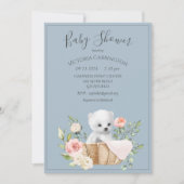 Ours polaire Aquarelle Baby shower bleu Invitation (Devant)