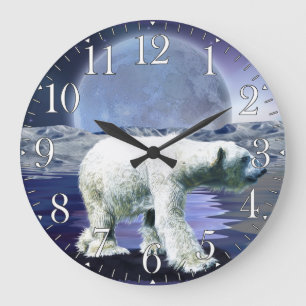 Ours polaire arctique et horloge artistique Aurora